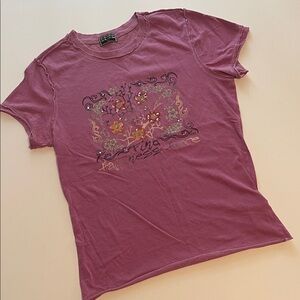 Fang Glam Y2K sequined graphic print t-shirt purple size L